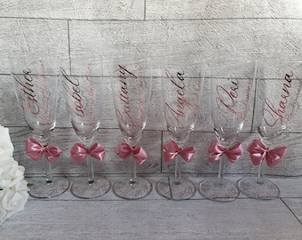 Personalised champagne glass, bridesmaid prosecco glass, will you be my bridesmaid gift, maid of honor gift, bridesmaid proposal, hen party