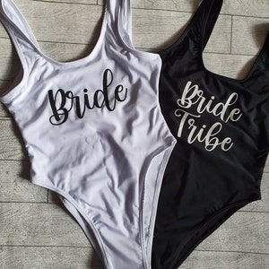 Hen party swimwear, bachelorette party, bride tribe, team bride, bride swimming costume, personalised swimsuit, bridesmaid swimsuit image 4