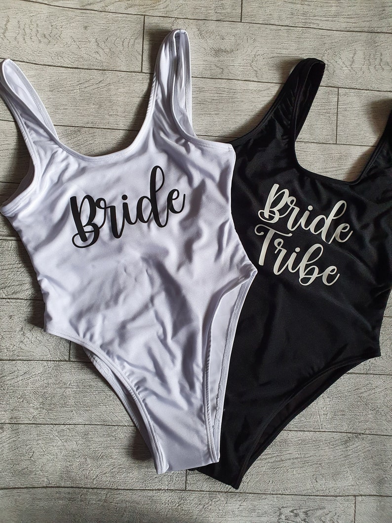 Hen party swimwear, bachelorette party, bride tribe, team bride, bride swimming costume, personalised swimsuit, bridesmaid swimsuit image 4