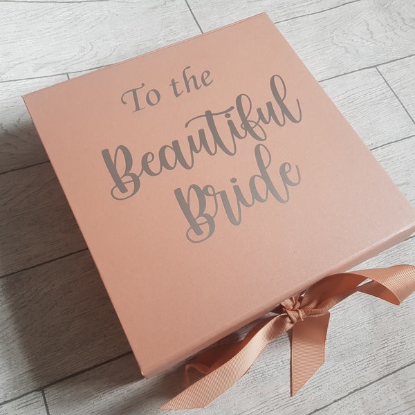 Bride gift box, bride to be, wedding memory box, wedding keepsake box, gift for the bride, bride gift from husband, rose gold gift box