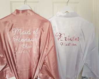 Bridesmaid robes, bridesmaid gift, bridal robes, bridal shower, satin robe, bride gift, wedding robes, bridesmaid dressing gown, bride to be