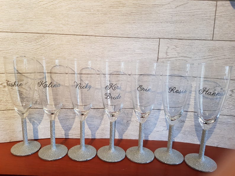 Personalised Glitter Champagne Flutes Champagne Glasses Etsy UK