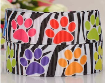 Grosgrain Ribbon Paws Rainbow Zebra Dog Paws Colorful Sewing Sewing Accessories Webbing Ribbons