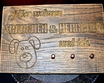 Leinenboard "Frauchen & Herrchen" - schwarz/gold