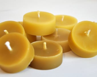 Handmade Natural Beeswax Tea Light Candles. Eco Friendly - No Cups