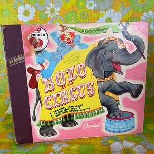 capitol bozo at the circus vinyl album and storybook read along bozo the clown animals capitol record reader 1946 kids storybook