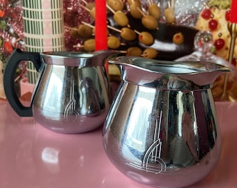 crema de aluminio rayo de sol y azúcar mediados de siglo 1950 cocina cromo art deco mango de baquelita - ardilla rosa vintage
