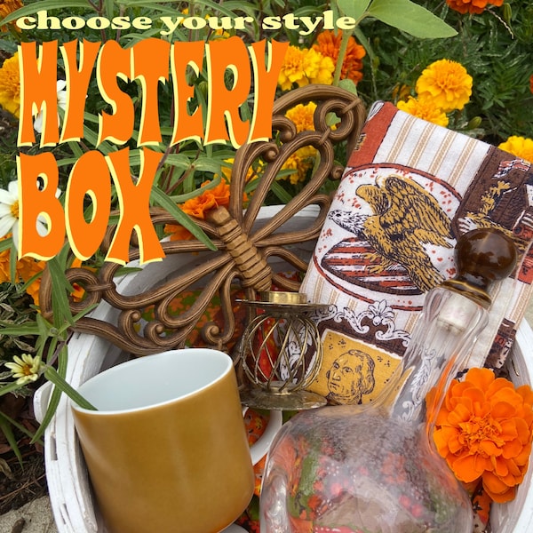 personalized vintage mystery box 1970s mystery bundle cottagecore eclectic maximalism coquette home decor style bundle gift box