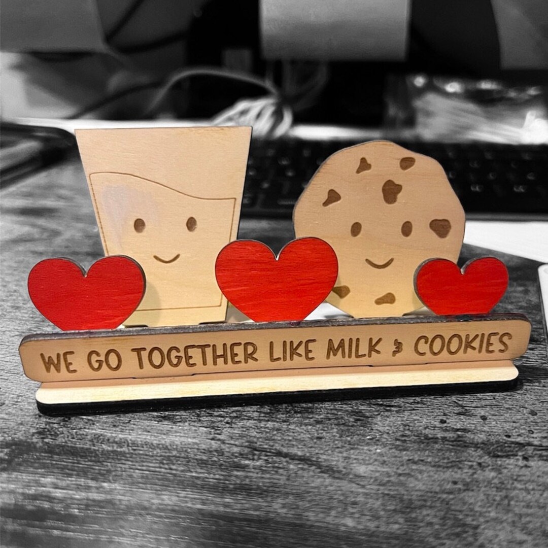 Cookies & Milk Valentine's Day Pop up Card Wooden Card Etsy