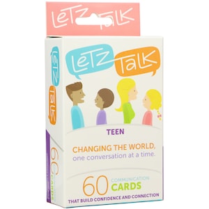 Letz Talk Tarjetas de conversación para adolescentes - Juego de cartas para adultos jóvenes - Construcción de confianza - Maestro - Abuelo - 60 tarjetas para adolescentes incluidas