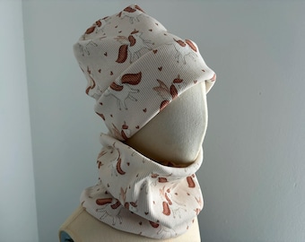 Hipster Hat Scarf Unicorn 35-58 cm