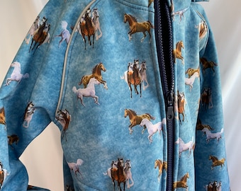 Softshell jacket horses blue 110/116 jacket