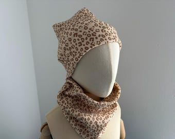 Hipster hat scarf leopard print 35-58 cm