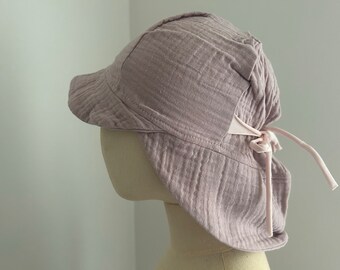 Sun hat muslin plain pink 49-52 cm