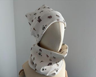 Hipster hat scarf farm 35-58 cm
