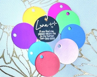 Personalized Laser Engraved Pet ID Tag, 10 colors 2 shapes - back engraved FREE with every order!!