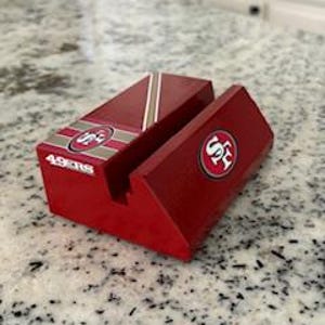 Any sports or college theme cell phone, business card or photo holder Football Baseball Basketball docking station tech gift rustic office