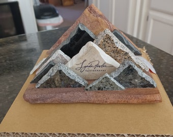 Message, company logo, name & title or message on granite-stone-rock business card or photo holder office business client co-worker gifts