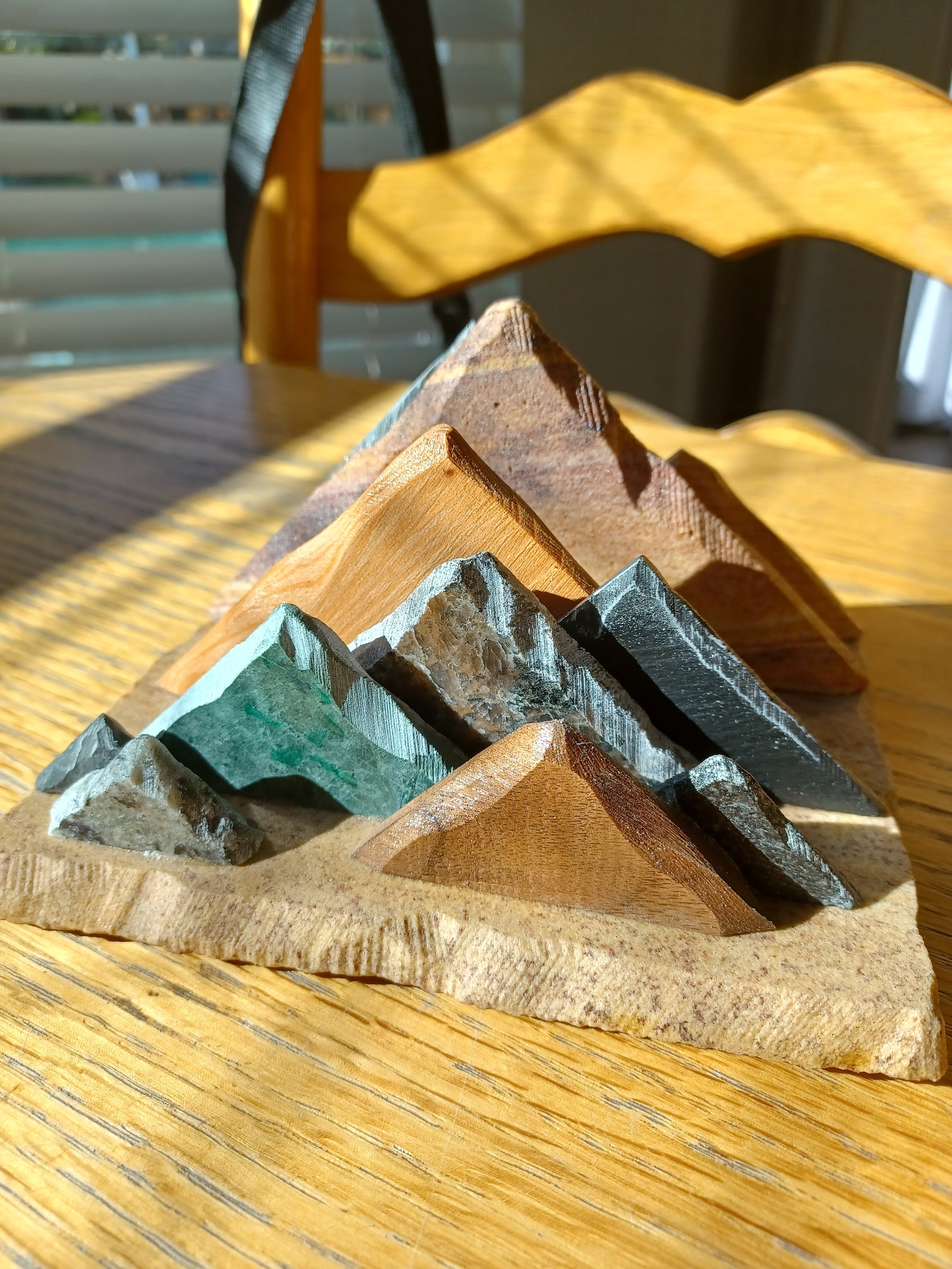 Rustic Wood & Stone Mountain Business Card Holder