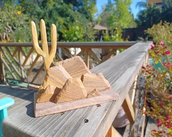 Arizona Dreaming - Southwest inspired beautiful sandstone rock and cactus business card or photo holders (C)