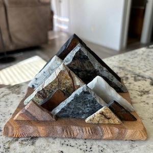 Unique business card or photo holder unique rock products stone-crafted desk accessory business item granite desk art office client gift
