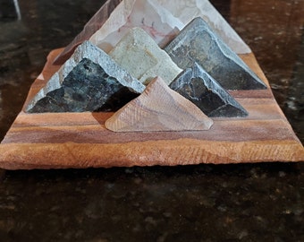 Granite, stone and rock business card holder rustic mountains stone-crafted desk art or accessory office business client co-worker gifts