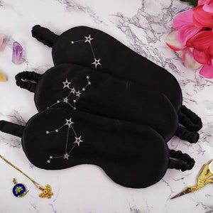 Luxurious Zodiac Embroidered Satin Sleep Mask: Horoscope Eye Cover