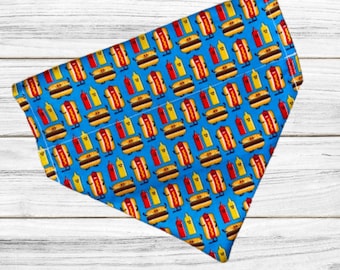 Summer Snacks Pet Bandana: Hamburger & Hot Dog Print
