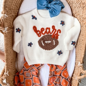 Embroidered NFL football baby name sweater- personalized & hand embroidered.