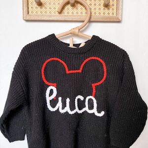 Embroidered Disney Mickey Mouse sweater with name. Toddler embroidered sweater.