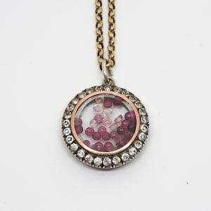 Antique Victorian Silver, 9ct. Rolled Gold, Paste, and Cabochon Tourmaline Shaker/Photo Locket. Circa 1890 - 1910.