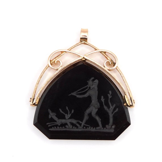 Antique Victorian 15ct. Yellow Gold Black Onyx In… - image 3