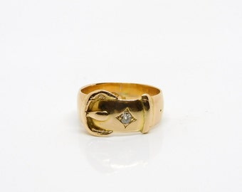 1076 vintage hallmarked buckle ring pinkie size ukM usa6