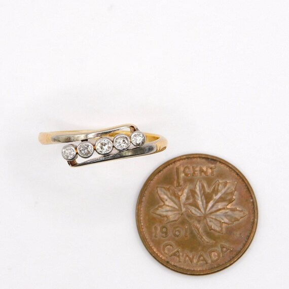 Antique Art Deco 18ct. Yellow Gold Platinum 5 x O… - image 4