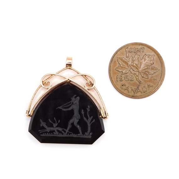 Antique Victorian 15ct. Yellow Gold Black Onyx In… - image 4