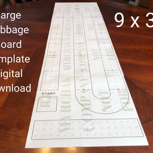 Large Cribbage Board hole pattern paper template Digital Download 9 x 32