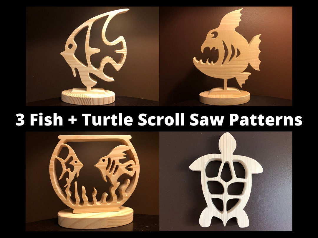 3 Fish Turtle Scroll Saw Patterns Etsy