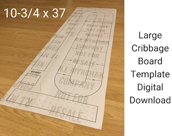 Large Cribbage Board hole pattern paper template Digital Download 10-3/4” x 37”