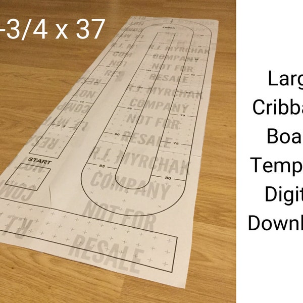Large Cribbage Board hole pattern paper template Digital Download 10-3/4” x 37”