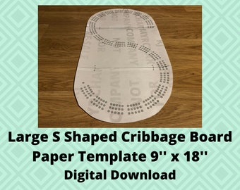 Large Cribbage Board S shaped hole pattern paper template digital download 9'' x 18''