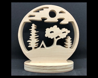 Kamperen in het bos Figuurzaagpatroon
