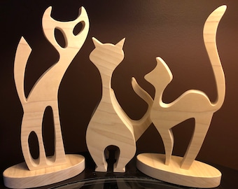 3 Wooden Cats Scroll Saw Patterns