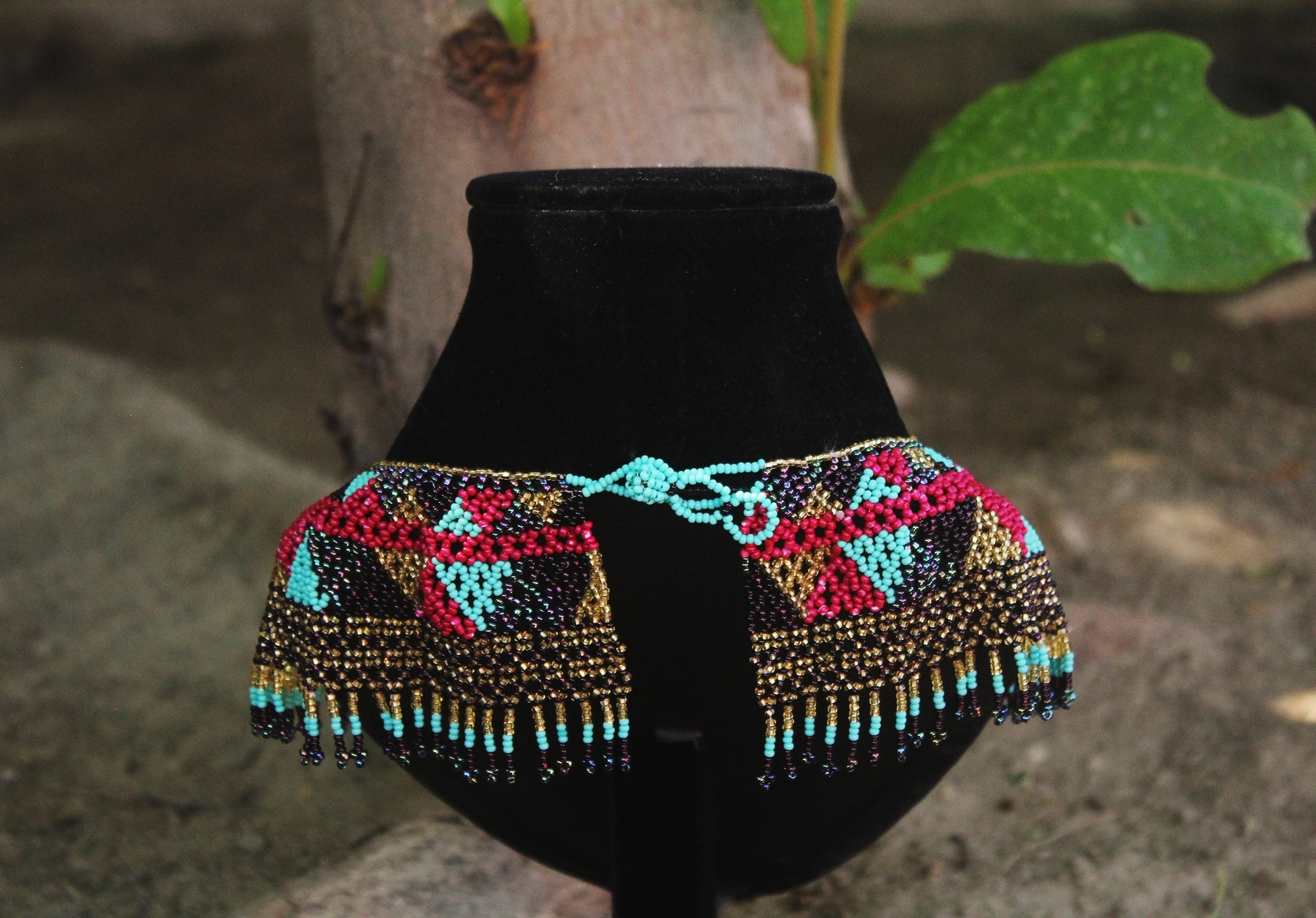 Colorful mexican necklace. Beaded necklace. Mexican jewelry. | Etsy