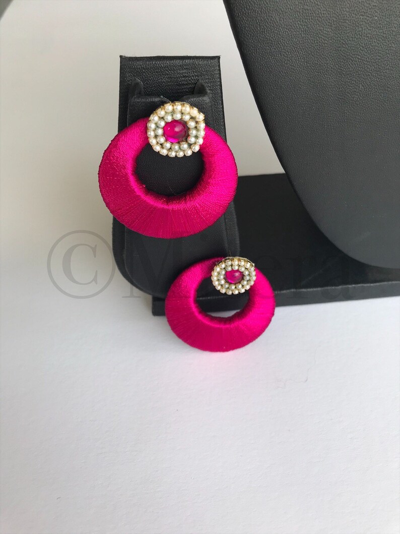 Silk Thread Earrings Silk Thread Jewellery Chandbali Etsy