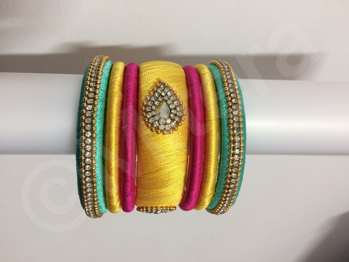 Silk thread bangles set Etsy