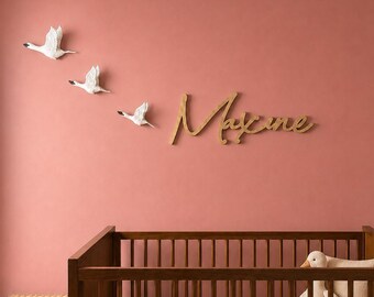 Custom Nursery Wood Name Sign, Baby Shower Gift, Personalized Nursery Decor, Kids Name Sign, Accent Wall (bird decor not included)