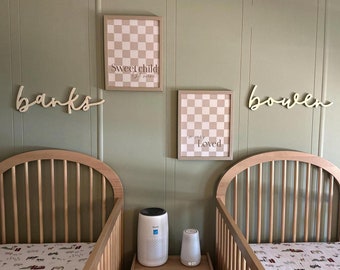 Custom Twin Nursery Wood Name Signs, Twin Nursery Wall Art, Shared Room Names, Sibling Name Signs
