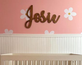 Wooden Name Sign for Baby Nursery, baby girl name sign, boy name sign, kid room decor, over the crib large name, Sizes: 18" wide - 48" wide