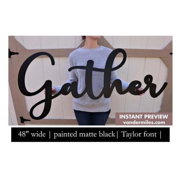 Gather Wood Sign, Gather Wood Cutout, Gather Wall Decor, Dining Room Gather Sign - Unfinished