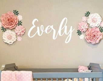 Wood Nursery Name Sign, Above Crib Name, Script Wedding Name, Baby Name Sign